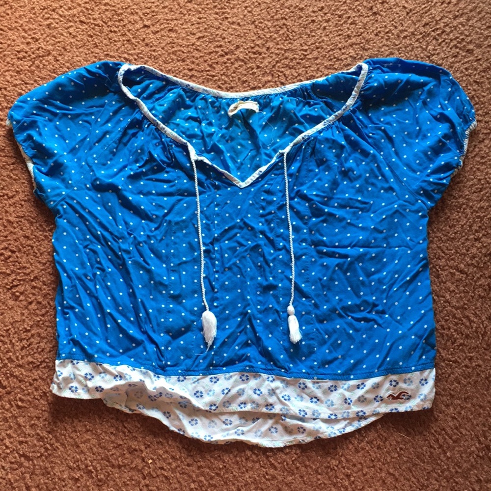 Blue with white polka dots t-shirt